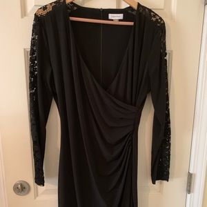 Calvin Klein black lace knee-length dress size 12